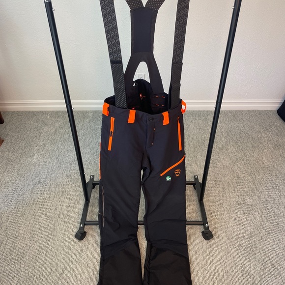 Men's Black and Orange workwear Pants with Suspenders - Picture 1 of 9